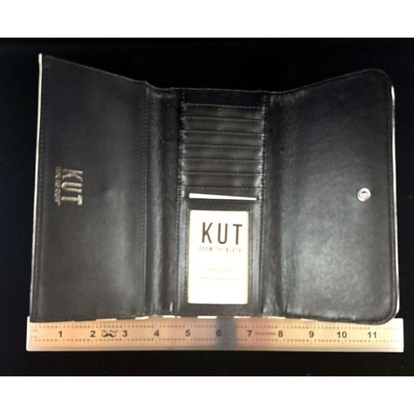 KUT FROM THE KLOTH Black & White Striped Tri-Fold Wallet - Picture 6 of 7